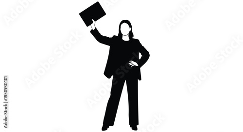 Vector silhouette of businesswoman holding briefcase