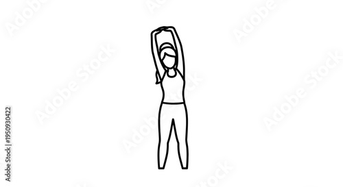 Woman Stretching Arms Overhead, Side Bend Exercise, Fitness Silhouette