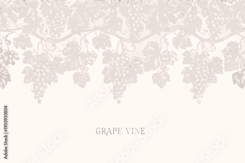 Elegant grape vine pattern adorns a neutral cream colored background