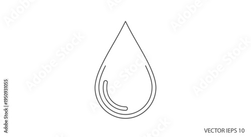 Water Drop Icon Outline Vector Illustration - Clean and Simple Design