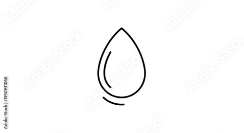 Water Drop Icon, Simple Line Art, Liquid Symbol, Clean Design, Abstract Element