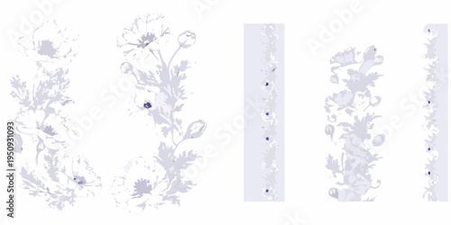 Delicate floral arrangements in shades of lavender and pale violet