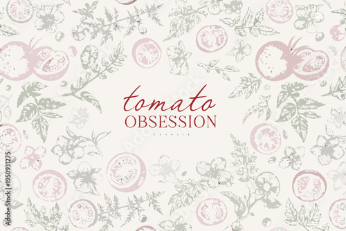 Tomato obsession a vintage botanical illustration background pattern