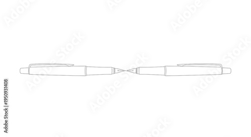 Two pens facing each other, writing tools, office supplies, stationery, creative concept