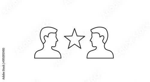 Two people facing each other with a star in between them, representing teamwork, partnership, and success.