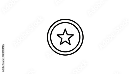 Star Icon, Award Badge, Circle Frame, Outline Graphic, Achievement Symbol