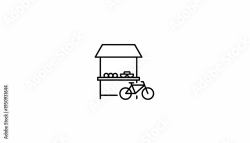 Street Food Cart with Bicycle Icon