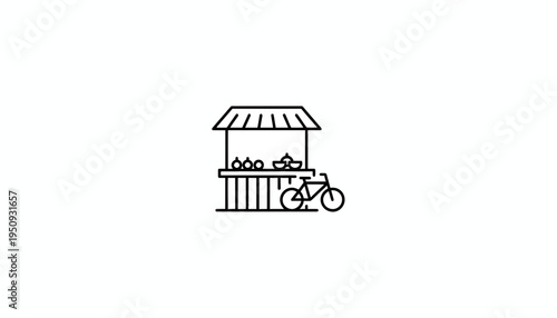 Street Food Stall with Bicycle Icon