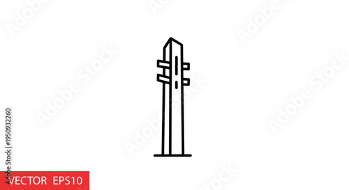 Simple Line Icon of a Wooden Telegraph Pole with Wires