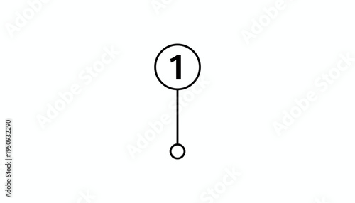Simple Number 1 Icon with Circle and Line, Minimalist Graphic Element
