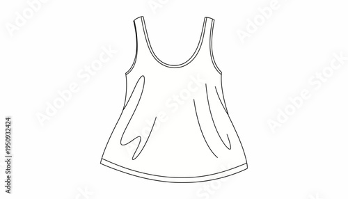 Simple Tank Top Fashion Sketch, Apparel Design Template, Clothing Line Art