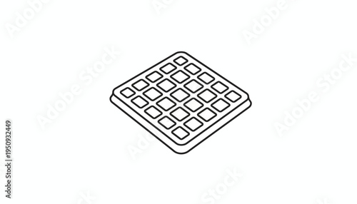 Simple Waffle Icon Outline, Minimalist Food Graphic, Breakfast Symbol