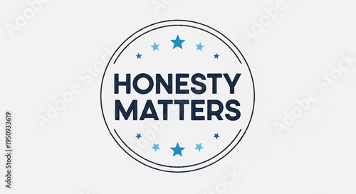 Honesty matters text logo with blue stars on white background symbolizing truth and integrity