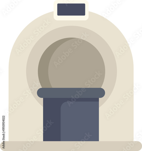 Flat vector illustration of a medical CT or MRI scanner machine.