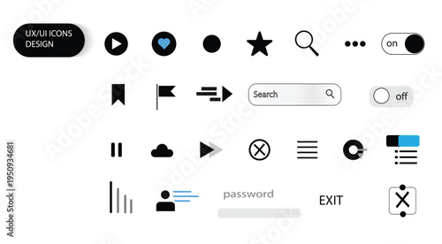 UI UX Icon mega set. Basic UI and UX solid icons design. 