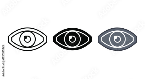 Three eye icons in different colors on a pure for design use