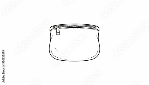 Simple line drawing of a zippered pouch, isolated on a white background.