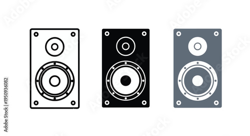 Three different colored speaker icons in a row