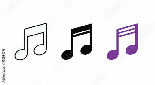 Colorful music notes in different styles