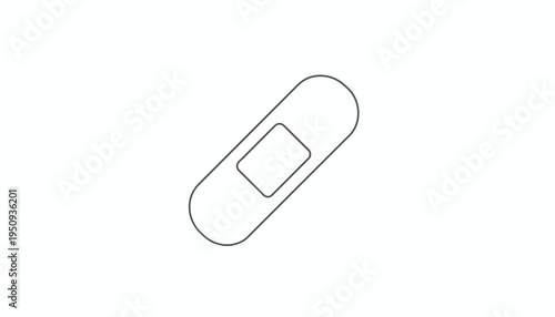 Simple Line Drawing of a Bandage, Medical Aid, First Aid, Injury Care Icon