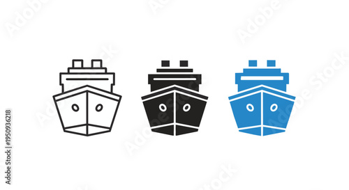 Set of ship icons in different colors
