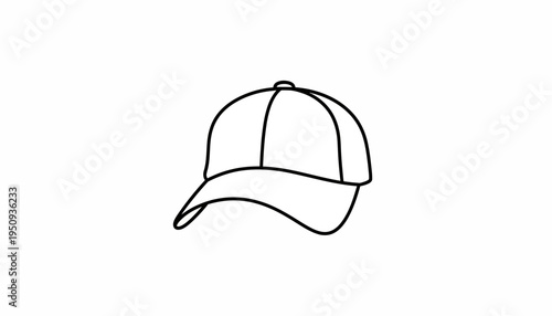 Simple Line Drawing of a Baseball Cap