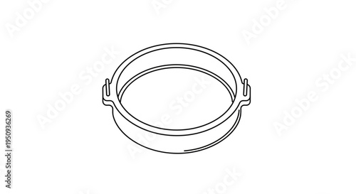 Simple Line Drawing of a Circular Strainer or Sieve with Handles