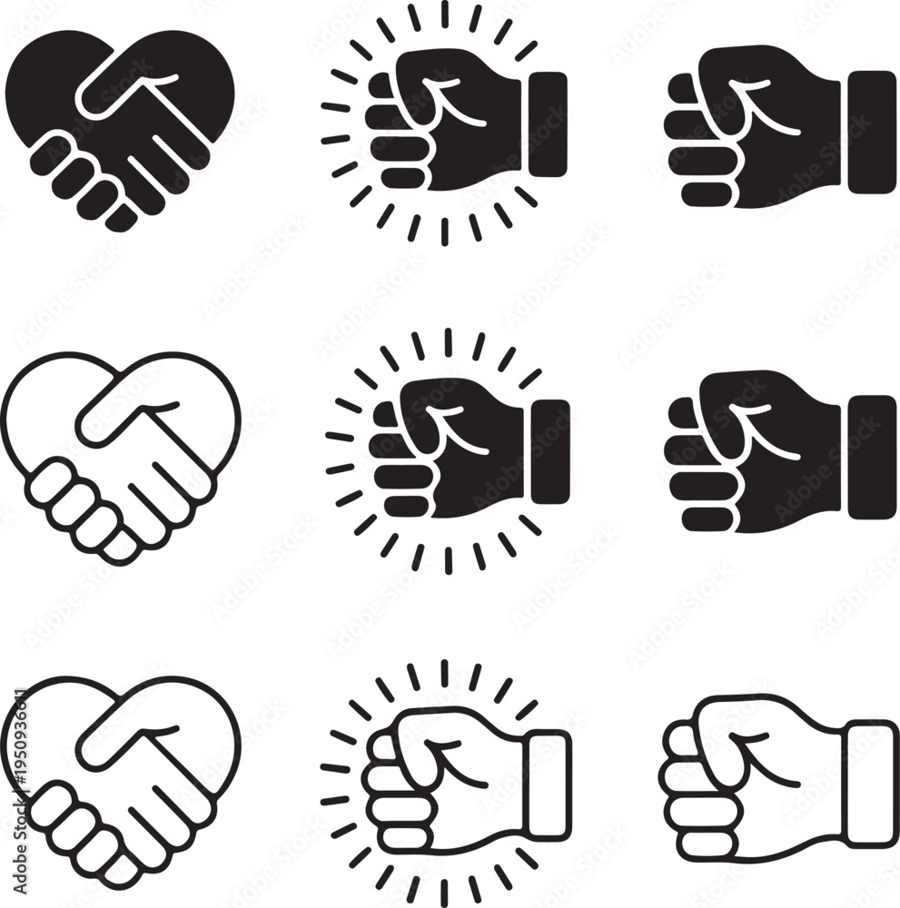 Obraz premium handshake icons in various styles and colors