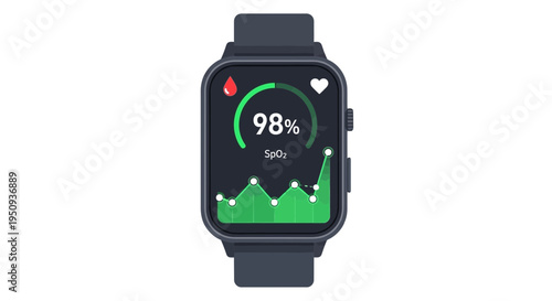 Vector smartwatch with green battery level indicator