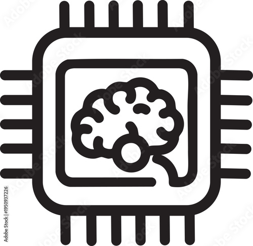 AI brain chip icon artificial intelligence tech Vector