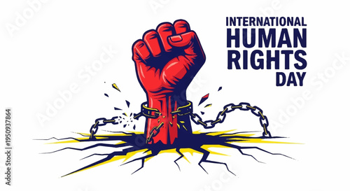 Breaking free from oppression on international human rights day with a powerful raised fist