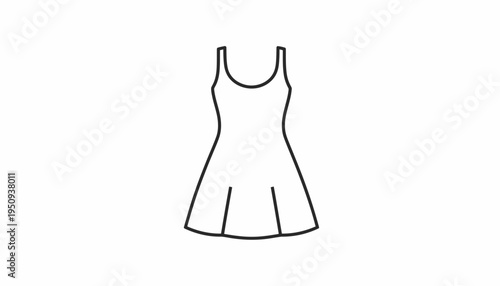 Simple line art icon of a sleeveless dress, minimalist fashion illustration