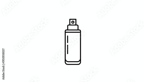 Simple Line Art Icon of a Spray Bottle, Minimalist Design for Cosmetics or Cleaning Products