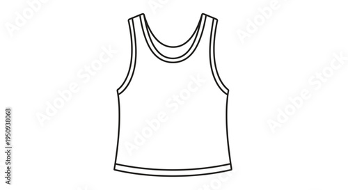 Simple Line Art Icon of a Tank Top, Minimalist Clothing Graphic