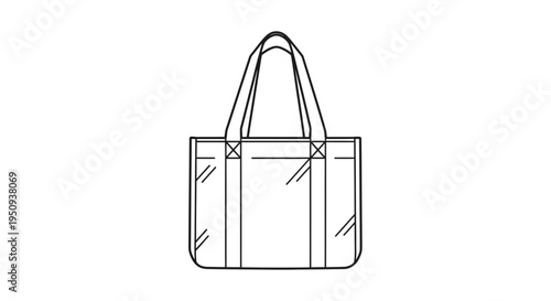 Simple Line Art Icon of a Tote Bag, Minimalist Shopping Bag Illustration, Vector Graphic