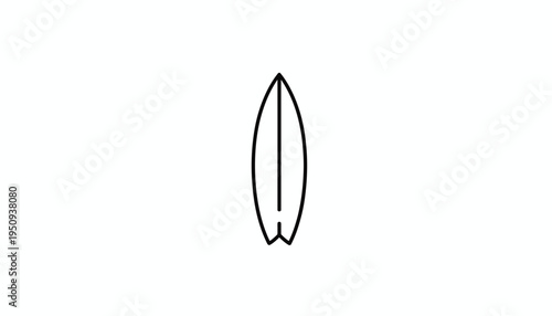 Simple Line Art Icon of a Surfboard, Minimalist Vector Graphic for Water Sports and Beach Themes
