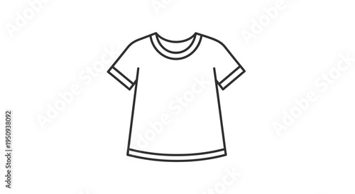 Simple Line Art Icon of a T-Shirt, Minimalist Clothing Graphic