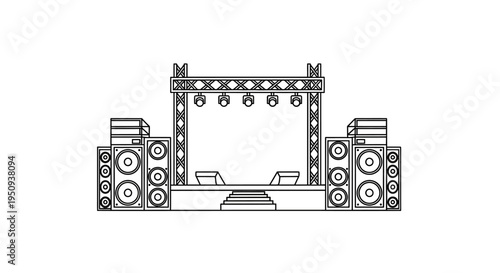 Sound system with speakers and lights.