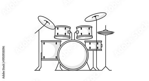 Drum set musical instrument drawing.