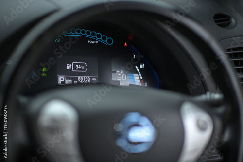 Ev electric car interior buttons dashboard control battery light