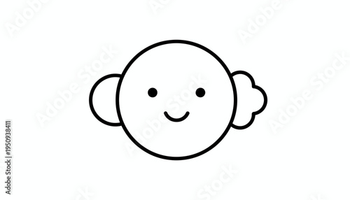 Simple Cartoon Baby Face Icon with Smiling Eyes and Mouth