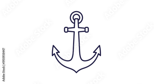 Simple Hand Drawn Anchor Icon, Nautical Symbol, Marine Vector Illustration