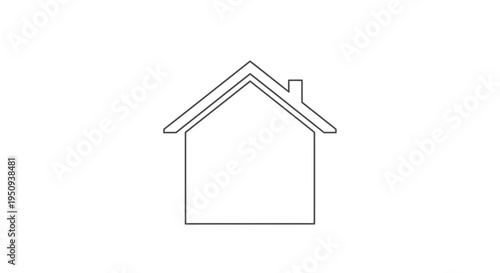 Simple House Outline Icon, Minimalist Home Symbol, Real Estate Concept