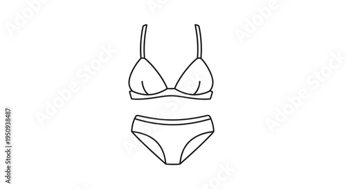 Simple Line Art Bikini Icon: Minimalist Swimwear Graphic for Summer Fashion and Beachwear