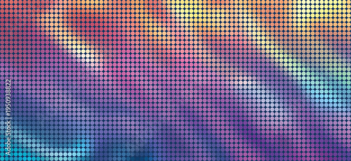 Rainbow-colored spectral background. Iridescent with all colors gradient background. Abstract mix color LED texture. Hologram bright banner. Multicolored dot pattern. Vector
