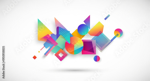 Abstract colorful geometric shapes composition modern design.