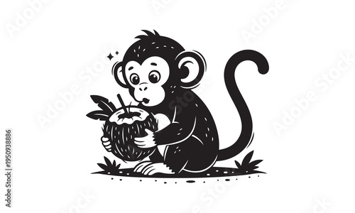 Monkey Vector silhouette illustration design, Baby monkey clinging to mother, Monkey carrying food, Monkey chasing pose, Monkey climbing quickly, Monkey climbing tree, Monkey dropping banana peel,