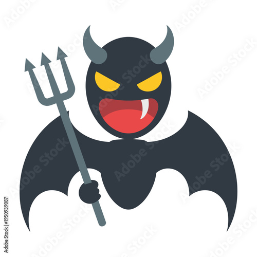 Vector of a devil with bat wings and pitchfork