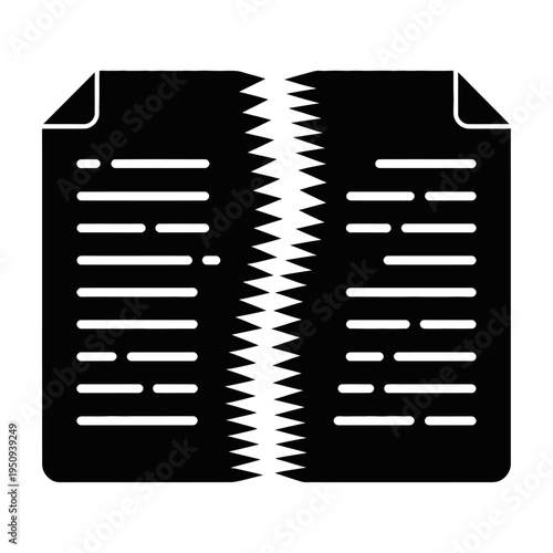 Vector icon of a torn open book