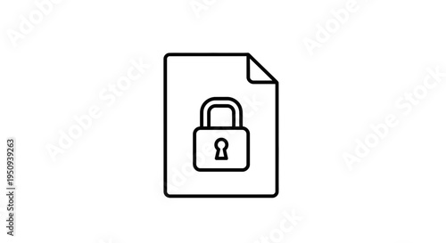Secure Document Icon: Padlock on Paper Sheet, Data Privacy and Confidentiality Concept